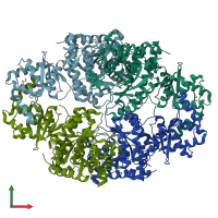 PDB entry 3bh1 coloured by chain, front view.