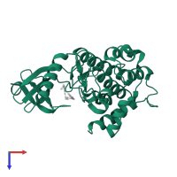 Calcium/calmodulin-dependent protein kinase type II subunit beta in PDB entry 3bhh, assembly 1, top view.