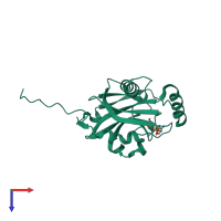 PDB entry 3bho coloured by chain, top view.