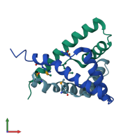 PDB entry 3bhp coloured by chain, front view.