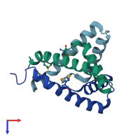 PDB entry 3bhp coloured by chain, top view.