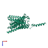 PDB entry 3bhs coloured by chain, top view.