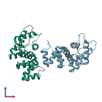 PDB entry 3bhw coloured by chain, front view.