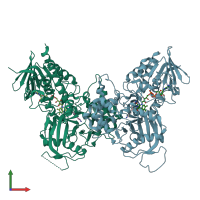 PDB entry 3bi5 coloured by chain, front view.