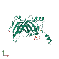 PDB entry 3bi7 coloured by chain, front view.