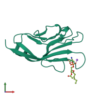 PDB entry 3bib coloured by chain, front view.