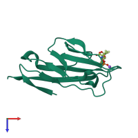 PDB entry 3bib coloured by chain, top view.