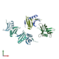 PDB entry 3bid coloured by chain, front view.