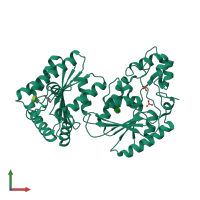 PDB entry 3bif coloured by chain, front view.