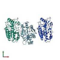 PDB entry 3bij coloured by chain, front view.