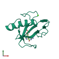 PDB entry 3bir coloured by chain, front view.