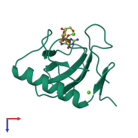 PDB entry 3bir coloured by chain, top view.