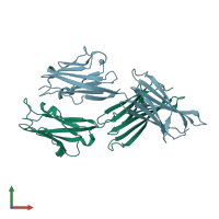 PDB entry 3bis coloured by chain, front view.