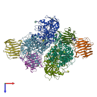 PDB entry 3biw coloured by chain, top view.