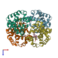 PDB entry 3bj2 coloured by chain, top view.