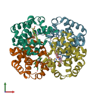 PDB entry 3bj3 coloured by chain, front view.