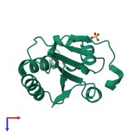 PDB entry 3bj5 coloured by chain, top view.