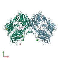 PDB entry 3bjm coloured by chain, front view.