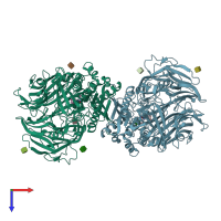 PDB entry 3bjm coloured by chain, top view.