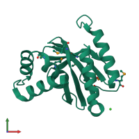 PDB entry 3bjn coloured by chain, front view.