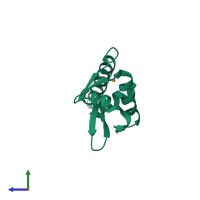 PDB entry 3bjo coloured by chain, side view.