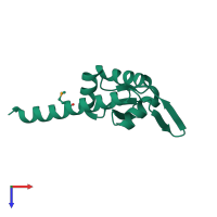 PDB entry 3bjo coloured by chain, top view.