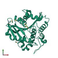 PDB entry 3bjr coloured by chain, front view.