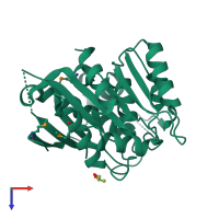 PDB entry 3bjr coloured by chain, top view.