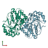 PDB entry 3bjs coloured by chain, front view.