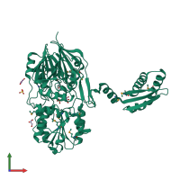 PDB entry 3bk2 coloured by chain, front view.