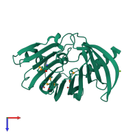 PDB entry 3bk5 coloured by chain, top view.