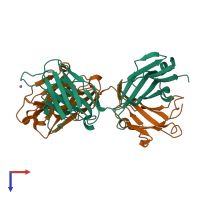 PDB entry 3bkc coloured by chain, top view.