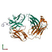 PDB entry 3bky coloured by chain, front view.