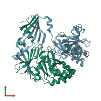 PDB entry 3bl9 coloured by chain, front view.