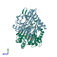 PDB entry 3bl9 coloured by chain, side view.