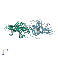 PDB entry 3blc coloured by chain, top view.