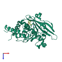 PDB entry 3blu coloured by chain, top view.