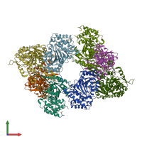 PDB entry 3blv coloured by chain, front view.