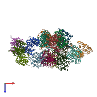 PDB entry 3blx coloured by chain, top view.