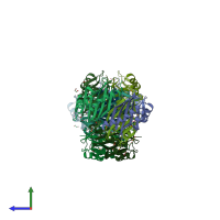 PDB entry 3blz coloured by chain, side view.