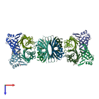PDB entry 3blz coloured by chain, top view.