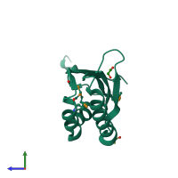 PDB entry 3bm7 coloured by chain, side view.
