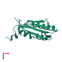 PDB entry 3bm7 coloured by chain, top view.