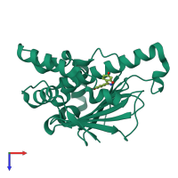 PDB entry 3bm9 coloured by chain, top view.