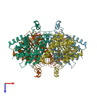 PDB entry 3bmq coloured by chain, top view.