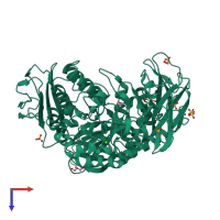 PDB entry 3bmv coloured by chain, top view.