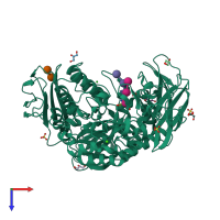 PDB entry 3bmw coloured by chain, top view.