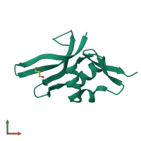 PDB entry 3bn0 coloured by chain, front view.