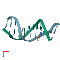 PDB entry 3bna coloured by chain, top view.