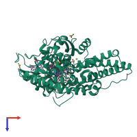 PDB entry 3bng coloured by chain, top view.